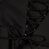 Tuta Corte con corsetto allacciato e volant Priaska in nero Tuta Corte con corsetto allacciato e volant Priaska in nero