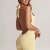 Tuta Corte senza schienale a costine in Modal Shelly in Lemon Sherbet Tuta Corte senza schienale a costine in Modal Shelly in Lemon Sherbet