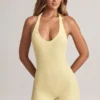 Tuta Corte senza schienale a costine in Modal Shelly in Lemon Sherbet Tuta Corte senza schienale a costine in Modal Shelly in Lemon Sherbet