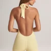 Tuta Corte senza schienale a costine in Modal Shelly in Lemon Sherbet Tuta Corte senza schienale a costine in Modal Shelly in Lemon Sherbet