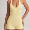 Tuta Corte senza schienale a costine in Modal Shelly in Lemon Sherbet Tuta Corte senza schienale a costine in Modal Shelly in Lemon Sherbet