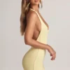 Tuta Corte senza schienale a costine in Modal Shelly in Lemon Sherbet Tuta Corte senza schienale a costine in Modal Shelly in Lemon Sherbet