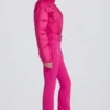 Tuta da sci imbottita impermeabile con cintura in rosa magenta Tuta da sci imbottita impermeabile con cintura in rosa magenta