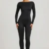 Tuta Eulalie in jersey morbido con fiocco, colore nero Tuta Eulalie in jersey morbido con fiocco, colore nero