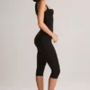 Tuta intera capri aderente Luma in modal con scollo quadrato, nera Tuta intera capri aderente Luma in modal con scollo quadrato, nera