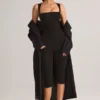Tuta intera capri aderente Luma in modal con scollo quadrato, nera Tuta intera capri aderente Luma in modal con scollo quadrato, nera