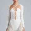 Tuta intera con cut-out decorata Melody in avorio Tuta intera con cut-out decorata Melody in avorio
