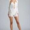 Tuta intera con cut-out decorata Melody in avorio Tuta intera con cut-out decorata Melody in avorio