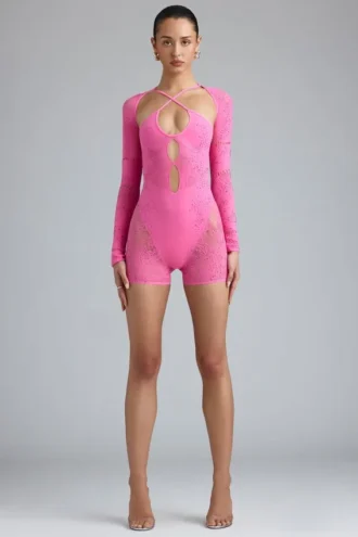 Tuta intera con cut-out decorata Melody in rosa bubblegum Tuta intera con cut-out decorata Melody in rosa bubblegum