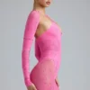 Tuta intera con cut-out decorata Melody in rosa bubblegum Tuta intera con cut-out decorata Melody in rosa bubblegum