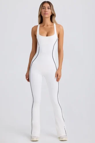 Tuta Intera Petite Soft Active con schiena scoperta in bianco