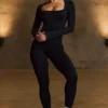 Tuta intera senza cuciture Super Sculpt in nero Tuta intera senza cuciture Super Sculpt in nero