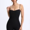 Tuta intera Vera in modal con scollo a cuore e schiena scoperta, colore nero Tuta intera Vera in modal con scollo a cuore e schiena scoperta, colore nero