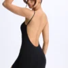 Tuta intera Vera in modal con scollo a cuore e schiena scoperta, colore nero Tuta intera Vera in modal con scollo a cuore e schiena scoperta, colore nero