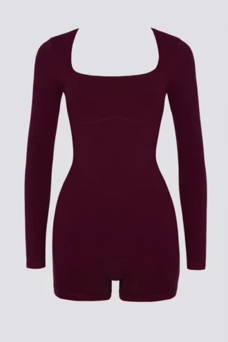 Tuta Soft Active con schiena scoperta in bordeaux