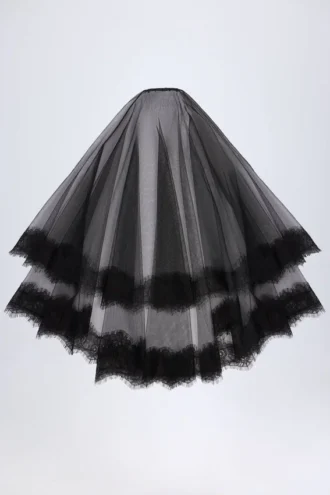 Velo con bordi in pizzo Trixie in nero