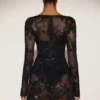 Vestito a corpetto con body trasparente decorato Jovie in nero Vestito a corpetto con body trasparente decorato Jovie in nero