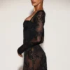 Vestito a corpetto con body trasparente decorato Jovie in nero Vestito a corpetto con body trasparente decorato Jovie in nero
