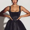 Vestito a corsetto in taffetà intrecciato Sueno in nero jet Vestito a corsetto in taffetà intrecciato Sueno in nero jet