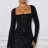 Vestito A-line con decorazioni Kiyara in nero Vestito A-line con decorazioni Kiyara in nero