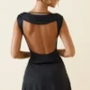 Vestito A-line con drappeggio e schiena scoperta Nalini in nero Vestito A-line con drappeggio e schiena scoperta Nalini in nero