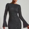 Vestito A-line con schiena scoperta e decorazioni Grazina in nero Vestito A-line con schiena scoperta e decorazioni Grazina in nero