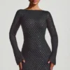 Vestito A-line con schiena scoperta e decorazioni Grazina in nero Vestito A-line con schiena scoperta e decorazioni Grazina in nero