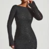 Vestito A-line con schiena scoperta e decorazioni Grazina in nero Vestito A-line con schiena scoperta e decorazioni Grazina in nero
