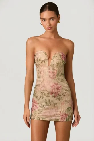 Vestito A-line con scollo a cuore decorato Harlie in rosa Hotfix