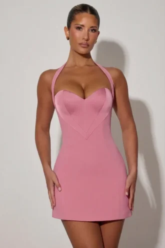 Vestito A-line con scollo all’americana e dettaglio a cuore Lenore in rosa antico