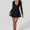 Vestito A-line con scollo profondo e fiocco Graciela in nero Vestito A-line con scollo profondo e fiocco Graciela in nero