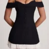 Vestito A-line con volant e spalle scoperte Maelie in nero Vestito A-line con volant e spalle scoperte Maelie in nero
