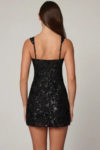 Vestito A-line decorato Adia in nero