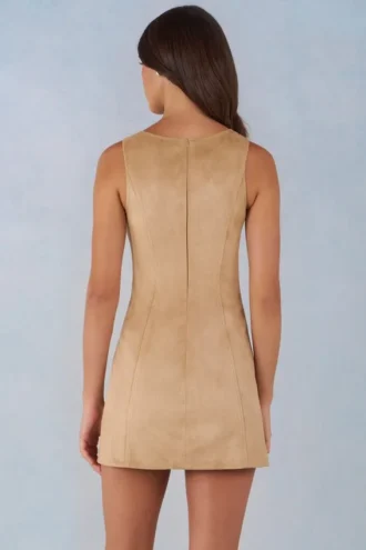 Vestito A-line in ecopelle Amielle color cuoio