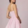 Vestito A-line Marissa con fiocco in righe malva chiaro Vestito A-line Marissa con fiocco in righe malva chiaro