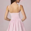 Vestito A-line Marissa con fiocco in righe malva chiaro Vestito A-line Marissa con fiocco in righe malva chiaro