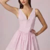 Vestito A-line Marissa con fiocco in righe malva chiaro Vestito A-line Marissa con fiocco in righe malva chiaro