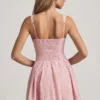 Vestito A-line Sabina con fiocco in rosa a pois Vestito A-line Sabina con fiocco in rosa a pois