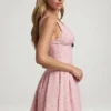 Vestito A-line Sabina con fiocco in rosa a pois Vestito A-line Sabina con fiocco in rosa a pois
