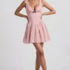 Vestito A-line Sabina con fiocco in rosa a pois Vestito A-line Sabina con fiocco in rosa a pois