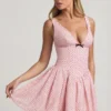 Vestito A-line Sabina con fiocco in rosa a pois Vestito A-line Sabina con fiocco in rosa a pois