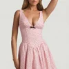 Vestito A-line Sabina con fiocco in rosa a pois Vestito A-line Sabina con fiocco in rosa a pois