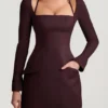 Vestito A-line strutturato a righe Ksenia in marrone cioccolato Vestito A-line strutturato a righe Ksenia in marrone cioccolato