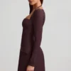 Vestito A-line strutturato a righe Ksenia in marrone cioccolato Vestito A-line strutturato a righe Ksenia in marrone cioccolato
