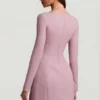 Vestito A-line strutturato a righe sottili Ksenia in color malva Vestito A-line strutturato a righe sottili Ksenia in color malva