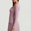 Vestito A-line strutturato a righe sottili Ksenia in color malva Vestito A-line strutturato a righe sottili Ksenia in color malva