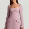Vestito A-line strutturato a righe sottili Ksenia in color malva Vestito A-line strutturato a righe sottili Ksenia in color malva