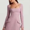 Vestito A-line strutturato a righe sottili Ksenia in color malva Vestito A-line strutturato a righe sottili Ksenia in color malva