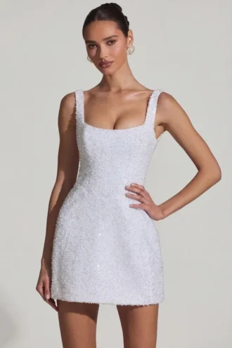 Vestito A-line strutturato con decorazioni Dominique in bianco