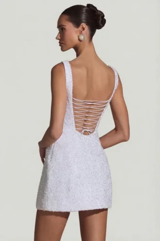 Vestito A-line strutturato con decorazioni Dominique in bianco